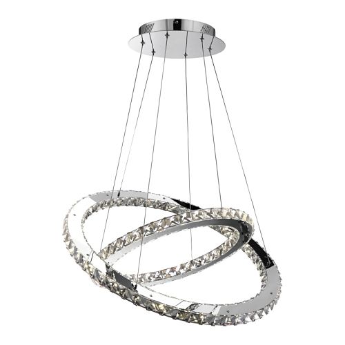 LED Krištáľový luster závesný RING 2 kruhy – prstenec krištáľ - 60W
