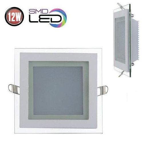 Premium LED ultra tenké svietidlo zápustné 12W – sklo - štvorec