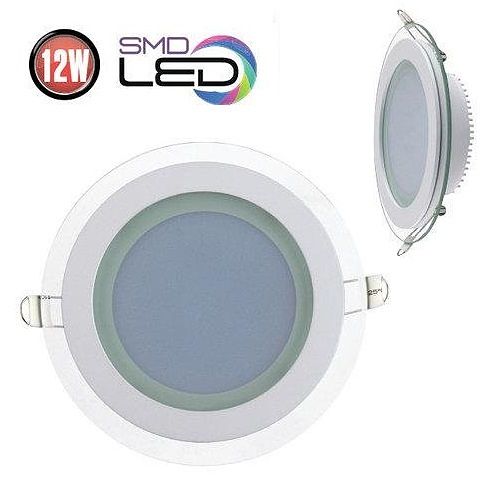 Premium LED ultra tenké svietidlo zápustné 12W - sklo kruh