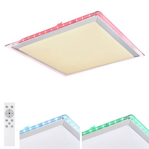 LED stropné svietidlo RENA stmievateľné + EFEKT HVIEZD + RGB - štvorec