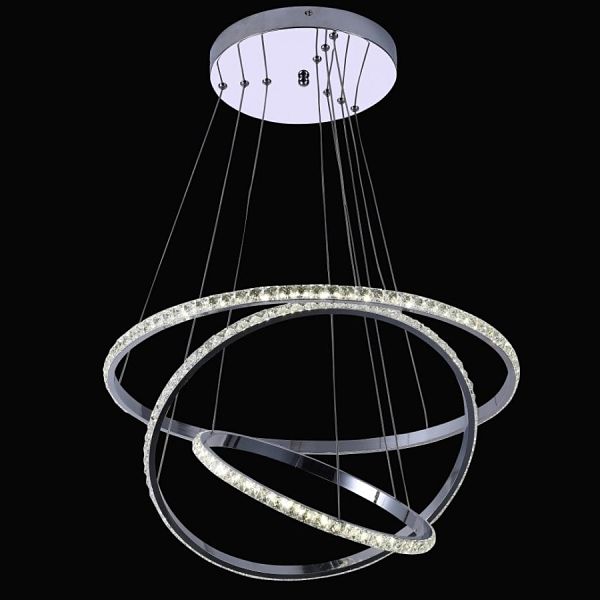 LED Krištáľový luster závesný RING 3 kruhy – prstenec krištáľ - 100W