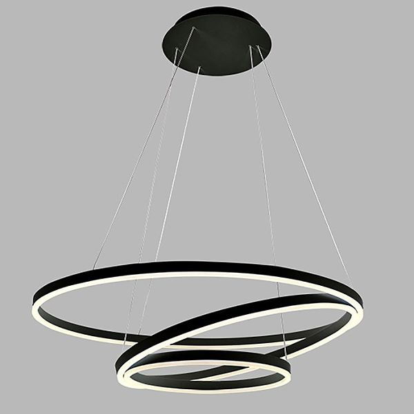 LED závesné svietidlo CIRCLE 3 kruhy čierne 80 60 40 cm, možnosť stmievať